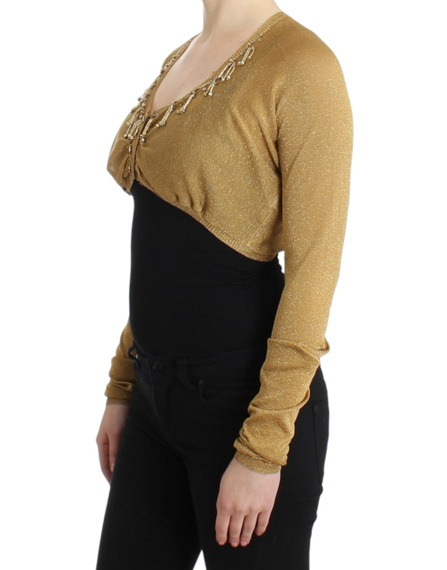 Gouden, met pailletten versierde bolero van Cavalli Gold