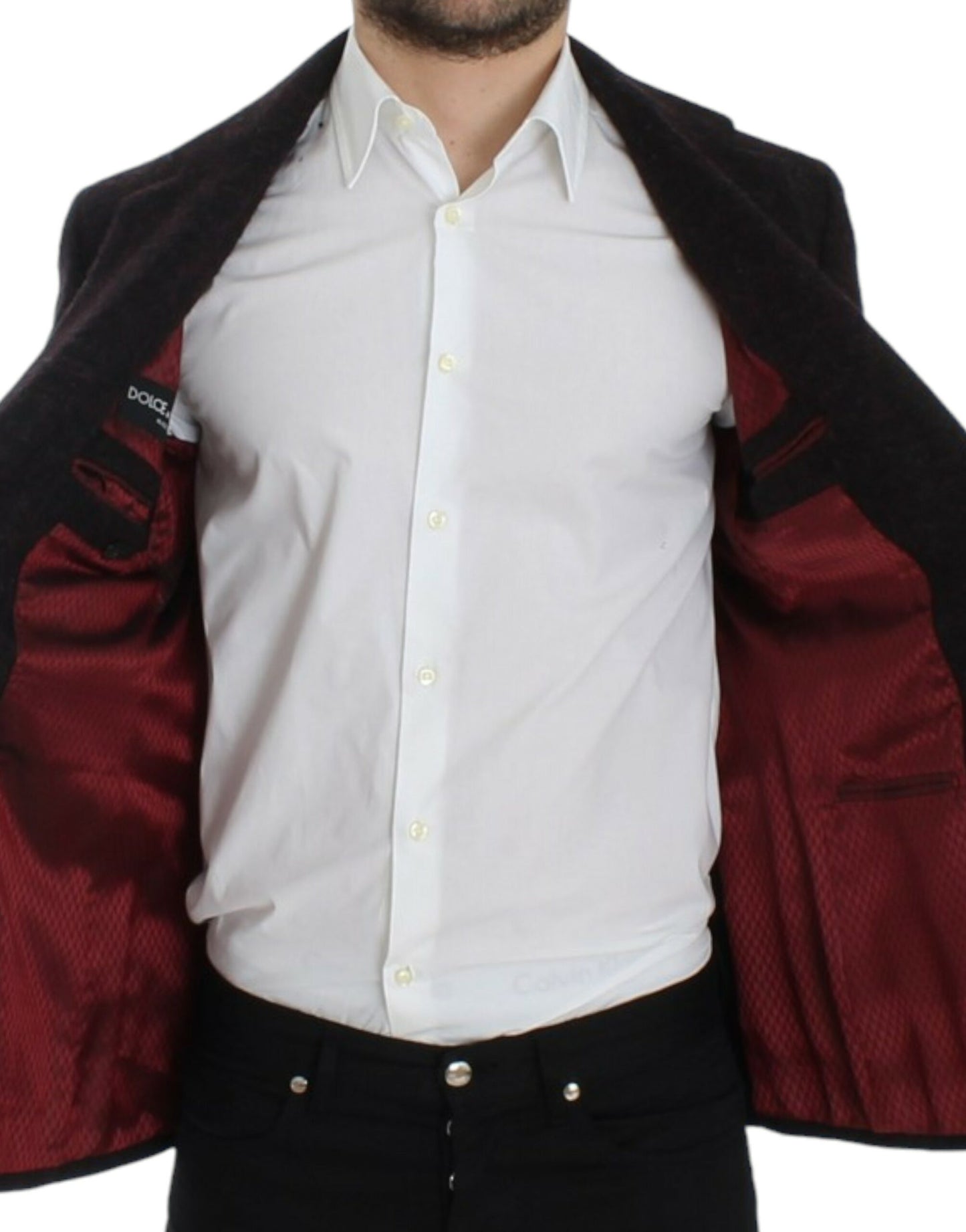 Dolce & Gabbana, blazer bordeaux en alpaga à deux boutons