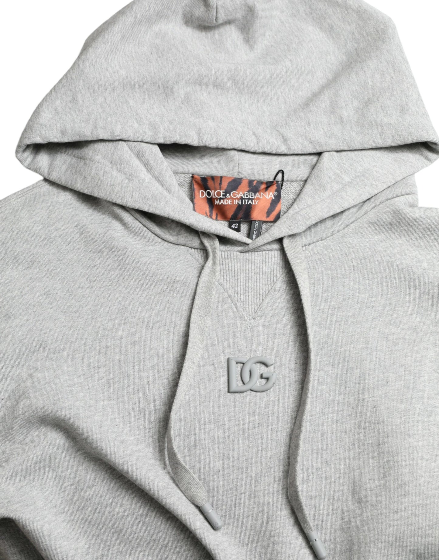 Dolce & Gabbana grijze katoenen sweatshirt met capuchon en logo