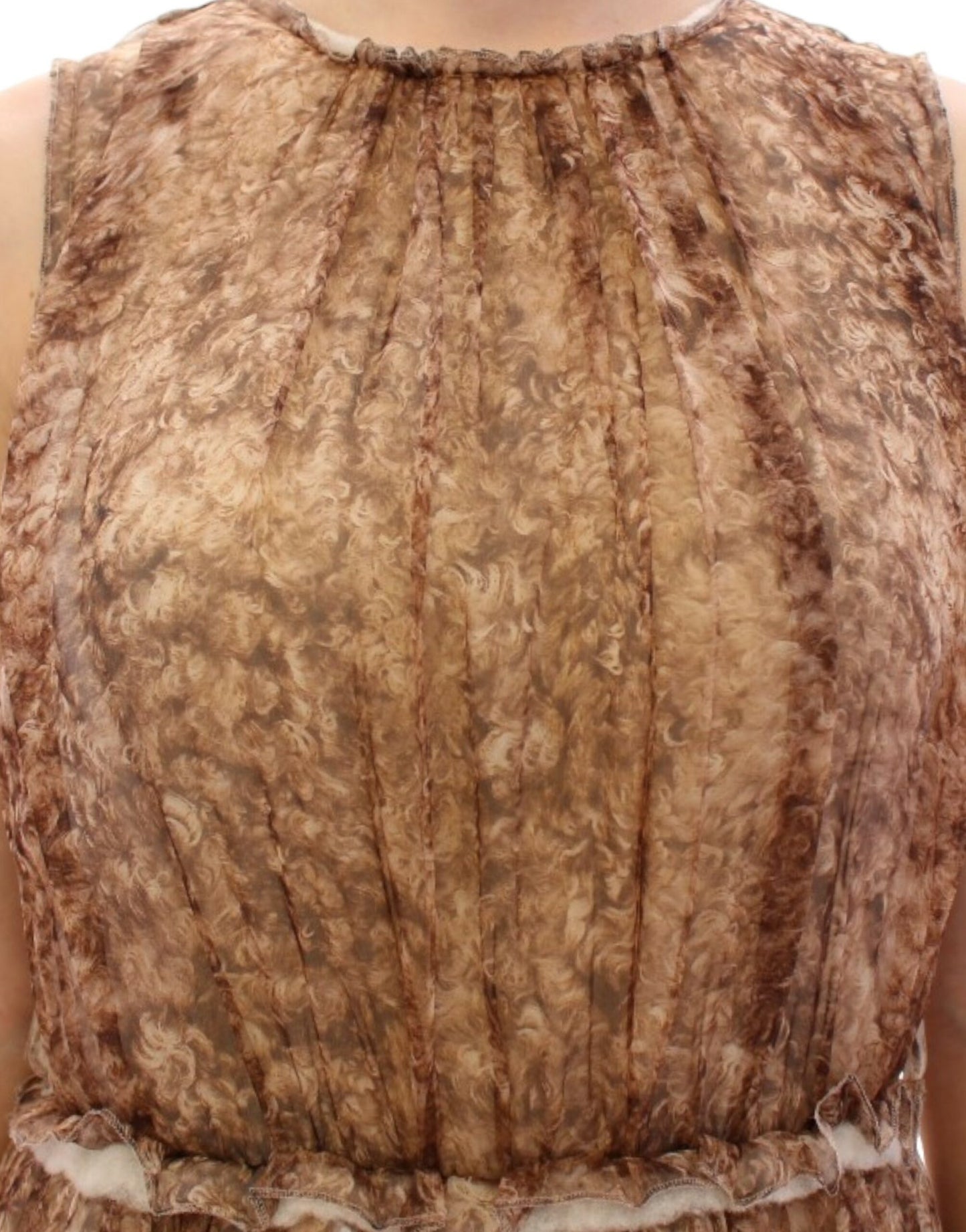 Robe en soie marron sans manches de Dolce & Gabbana