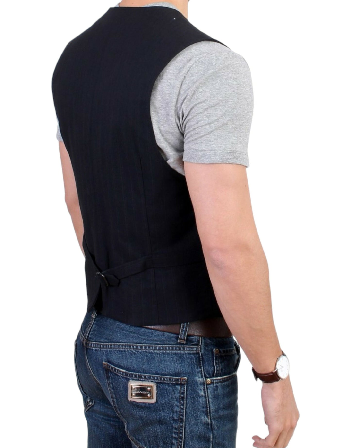 Gilet décontracté en coton rayé noir de Costume National