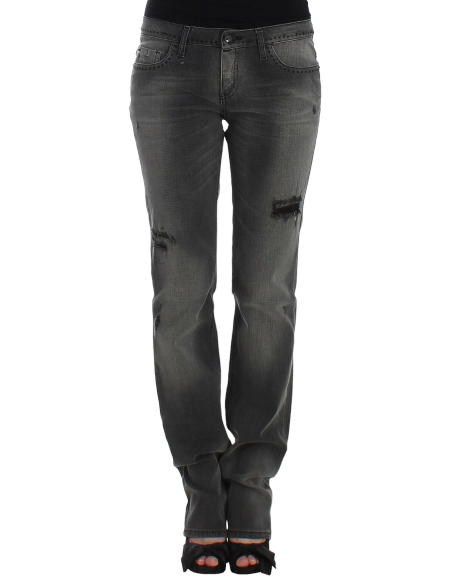Costume National, jeans gris à jambes droites