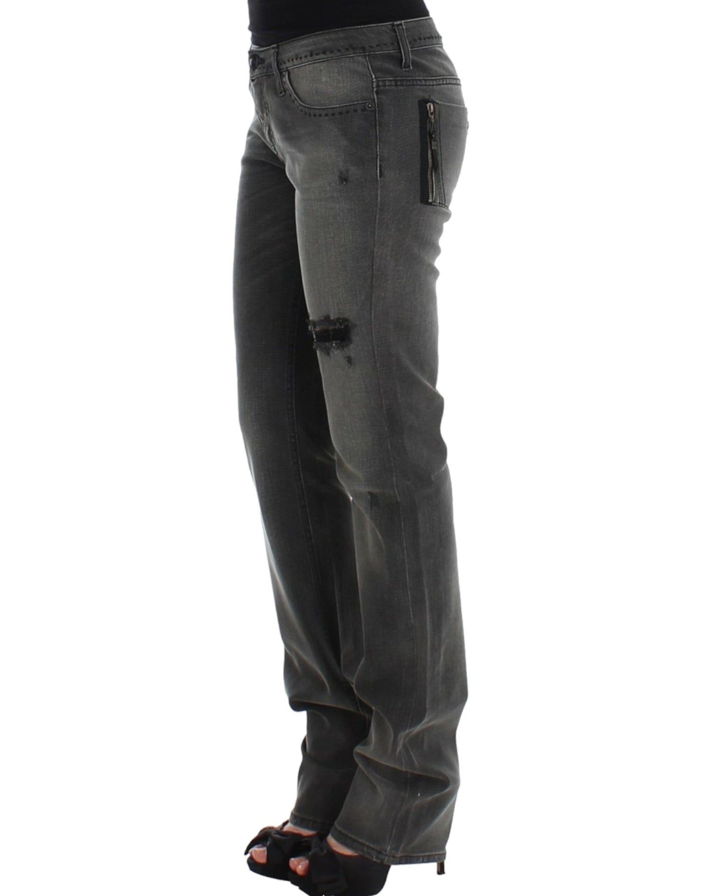 Costume National, jeans gris à jambes droites