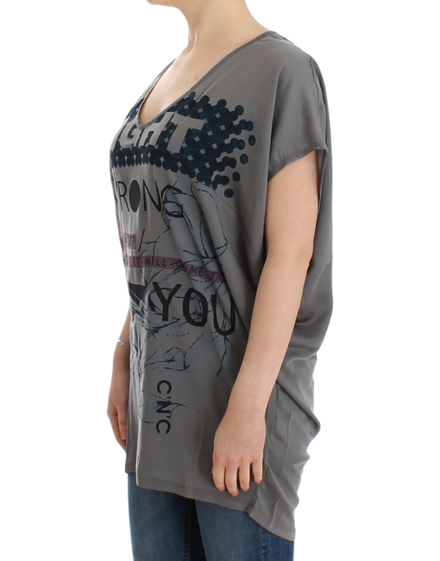 T-shirt long gris à col en V de Costume National
