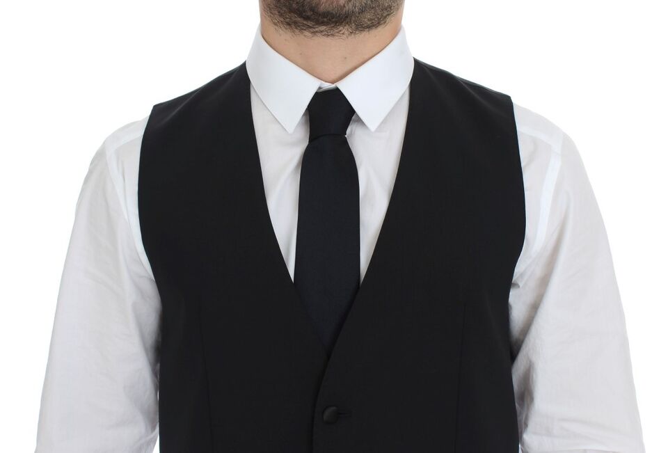 Dolce & Gabbana Veste-gilet en laine et soie extensible noire