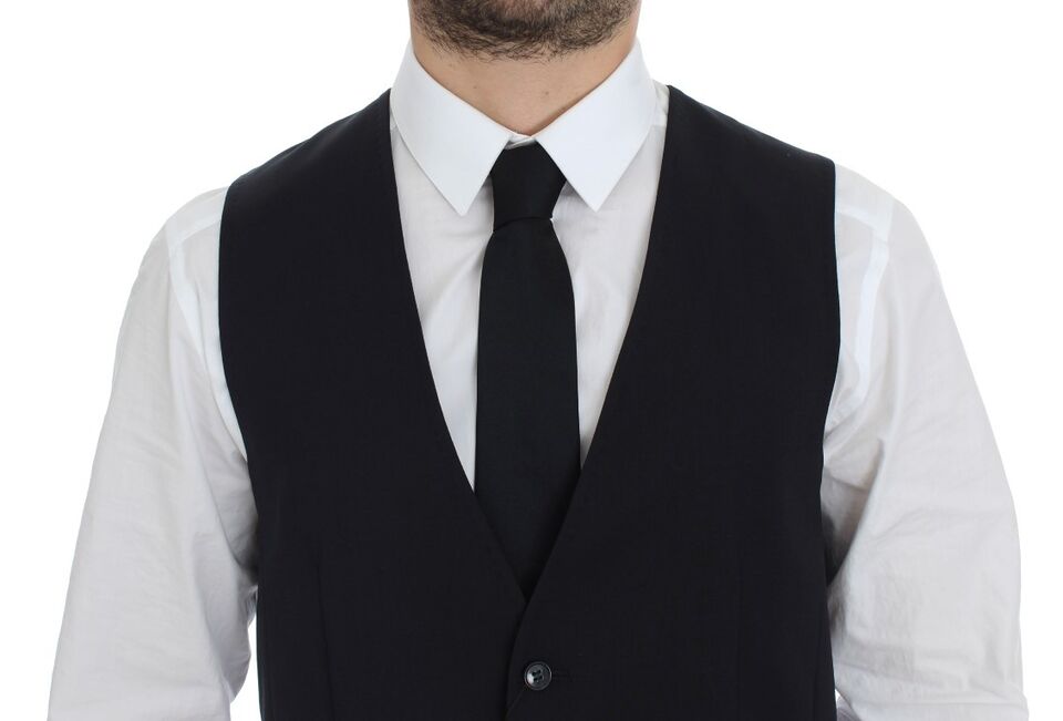 Gilet en soie et laine rayé gris de Dolce & Gabbana