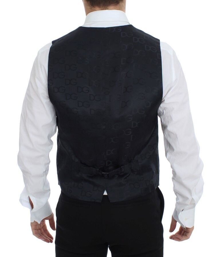 Gilet en soie et laine rayé gris de Dolce & Gabbana