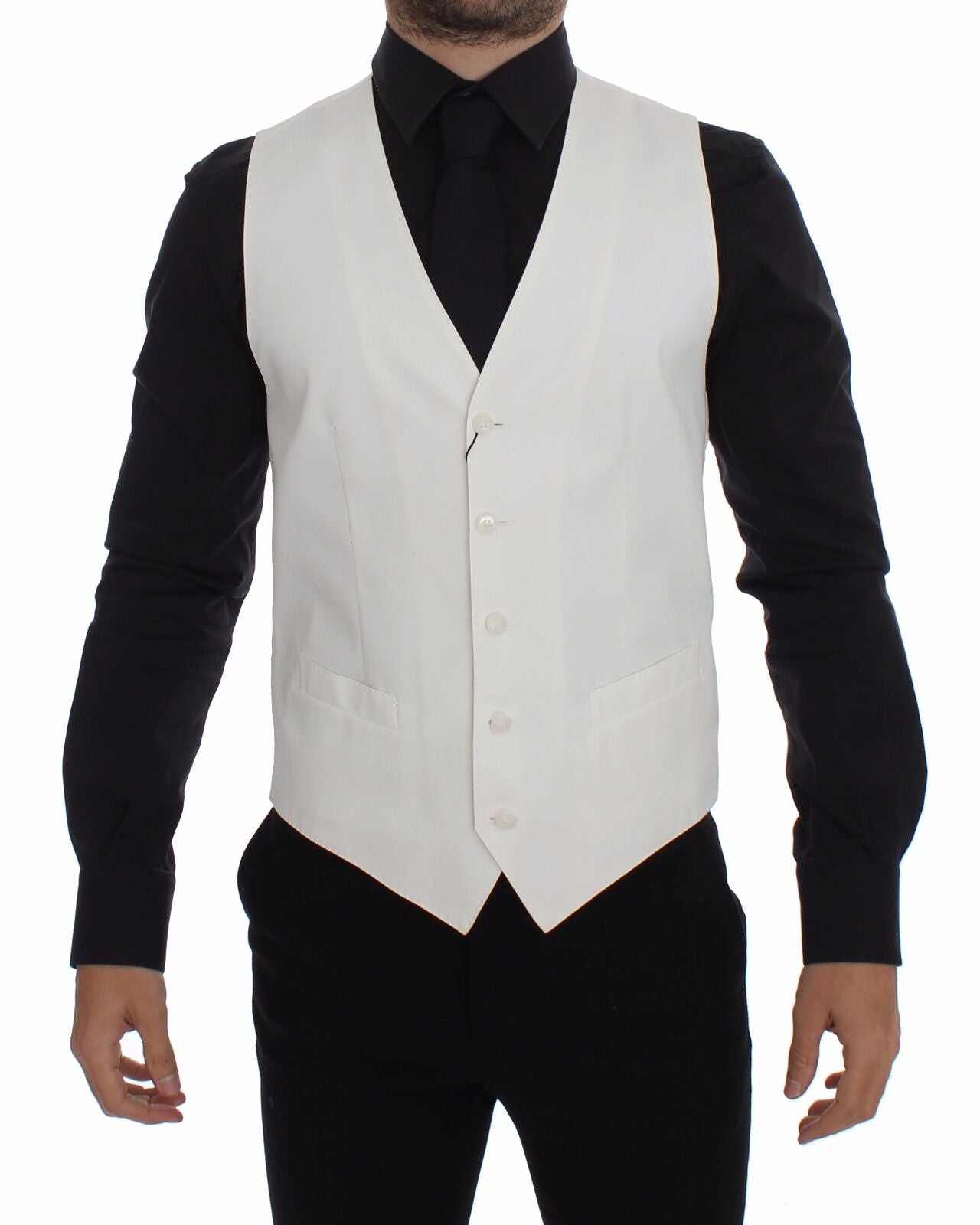 Veste-blazer Dolce & Gabbana en coton et soie blanche.