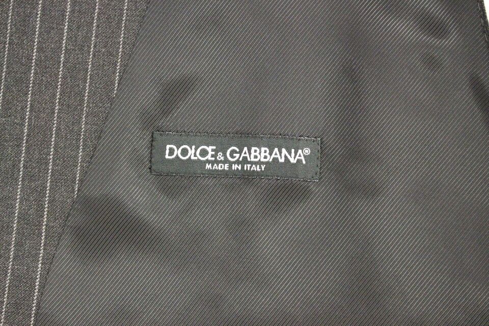 Gilet en laine rayé gris à simple boutonnage de Dolce & Gabbana