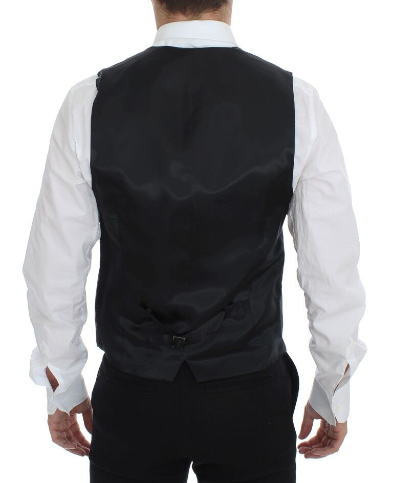 Gilet en laine rayé gris à simple boutonnage de Dolce & Gabbana