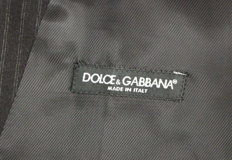 Gilet en laine rayée noire à simple boutonnage de Dolce & Gabbana