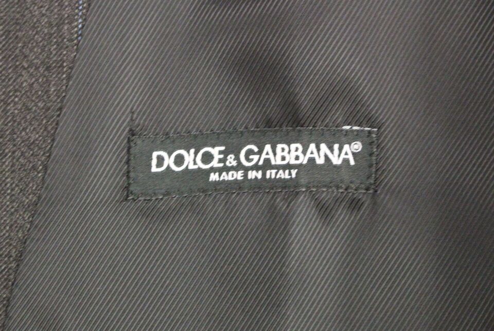 Dolce & Gabbana Grijze gestreepte wollen vest met logo