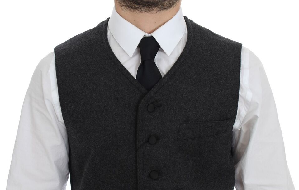 Gilet en laine mélangée grise avec logo Dolce & Gabbana