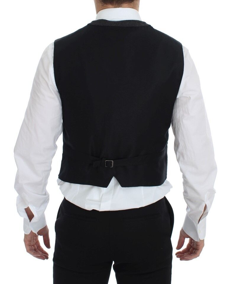 Gilet en laine mélangée grise avec logo Dolce & Gabbana