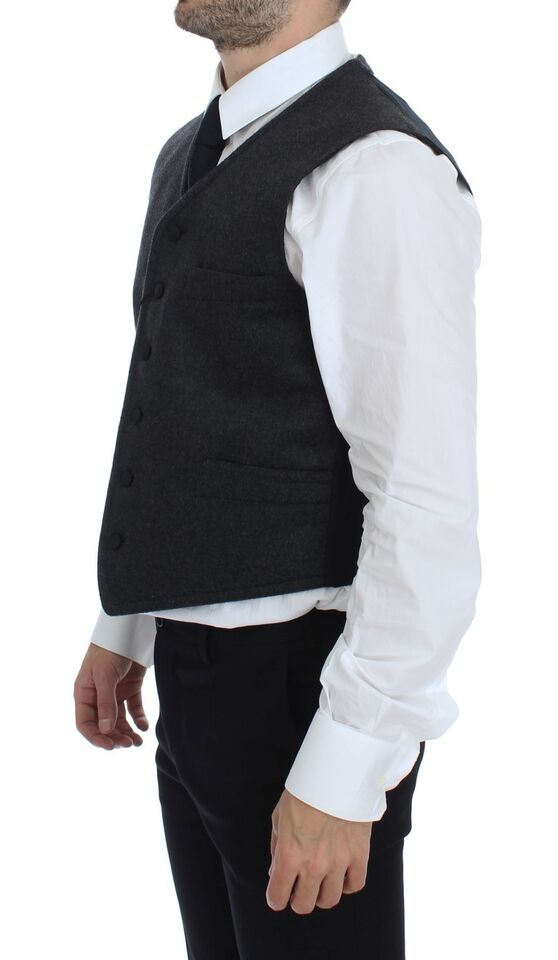 Gilet en laine mélangée grise avec logo Dolce & Gabbana