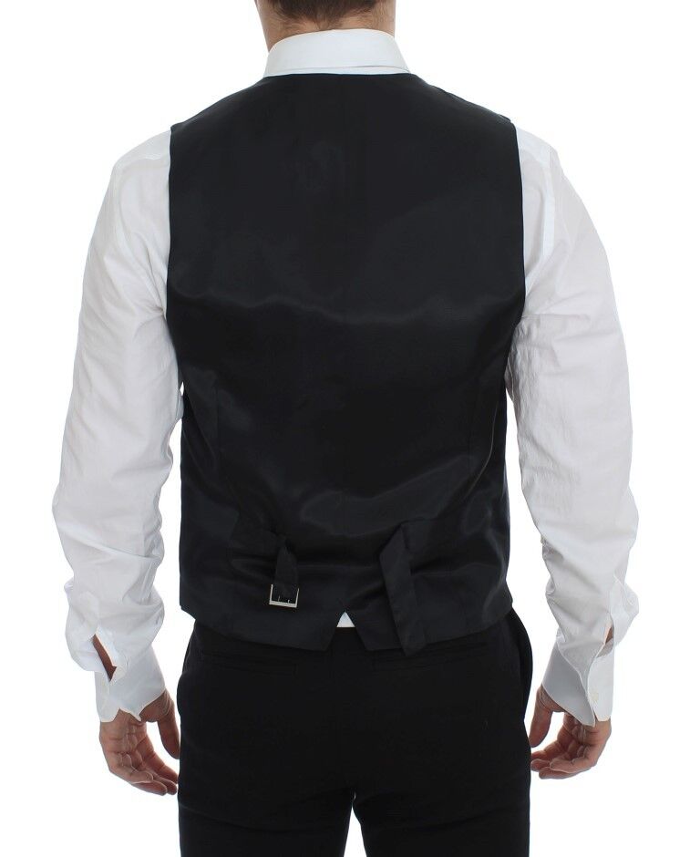 Dolce & Gabbana Grijze gestreepte wollen, enkelgeknopte gilet