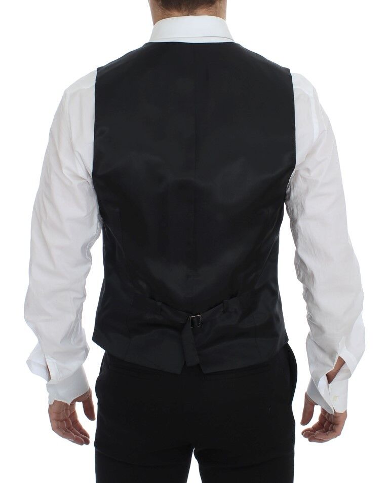 Gilet en laine rayé gris à simple boutonnage de Dolce & Gabbana