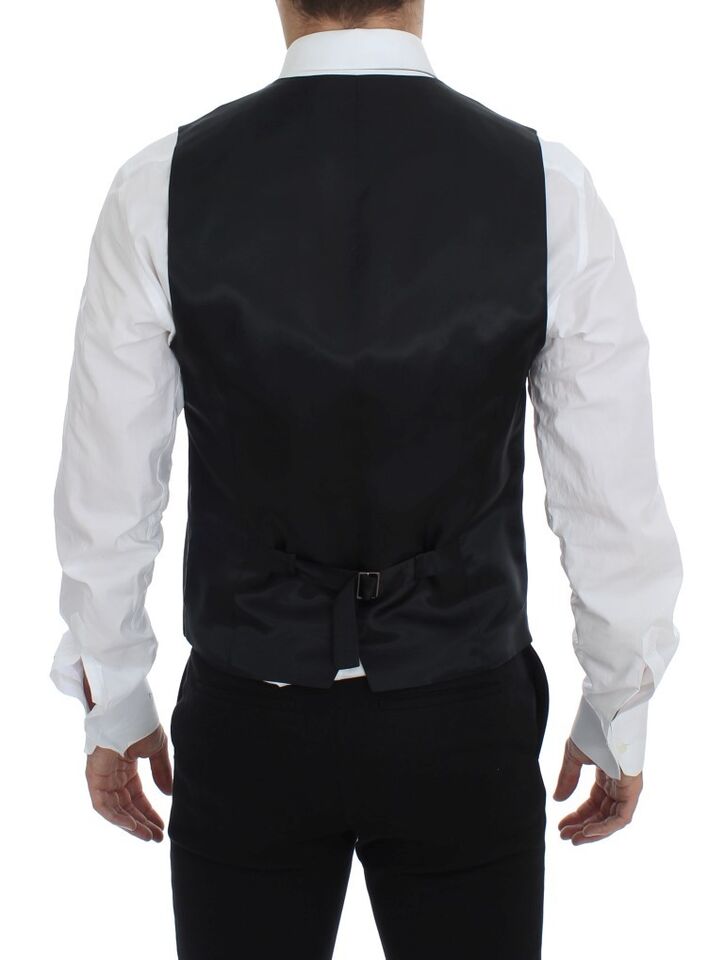 Gilet en laine rayée noire à simple boutonnage de Dolce & Gabbana