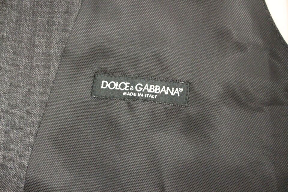 Dolce & Gabbana Grijze gestreepte wollen, enkelgeknopte gilet