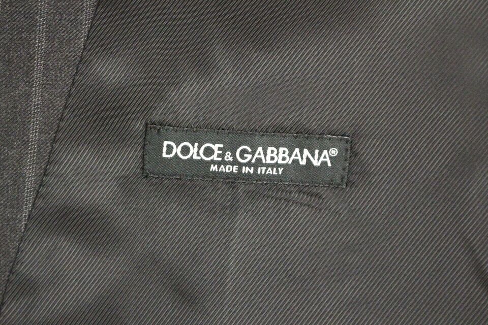 Gilet en laine rayé gris avec logo Dolce & Gabbana