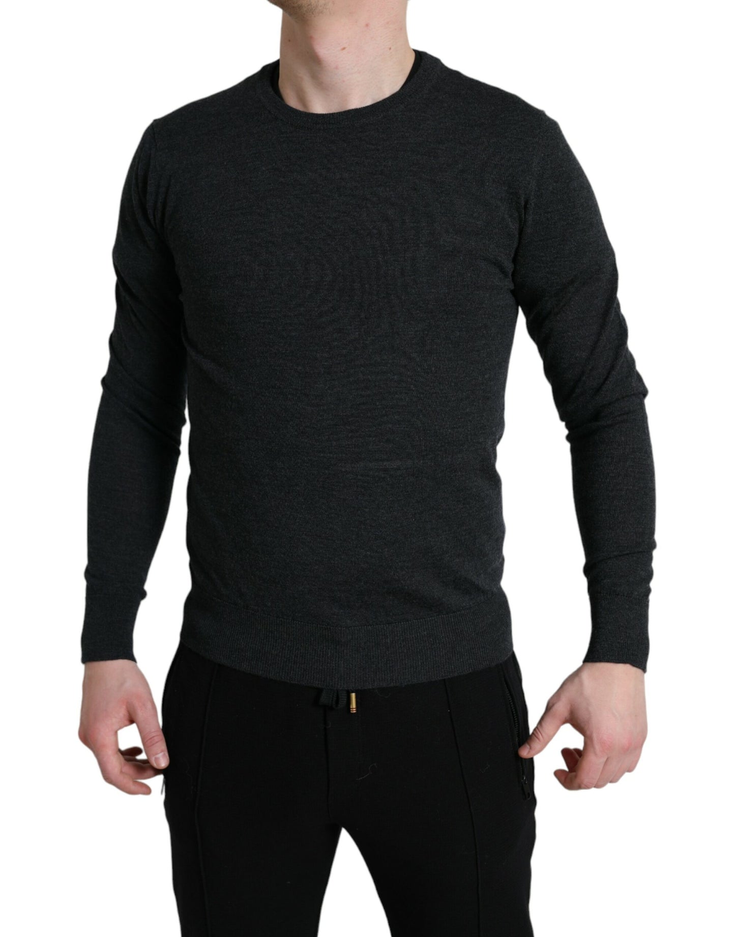 Pull en laine grise à col rond de Dolce & Gabbana