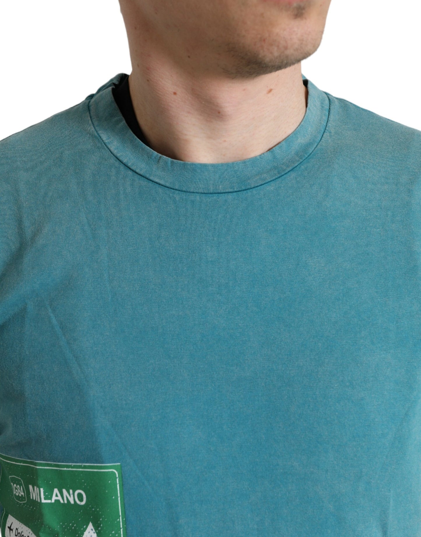 Dolce & Gabbana Blauw Katoenen Milano Street T-shirt met Ronde Hals
