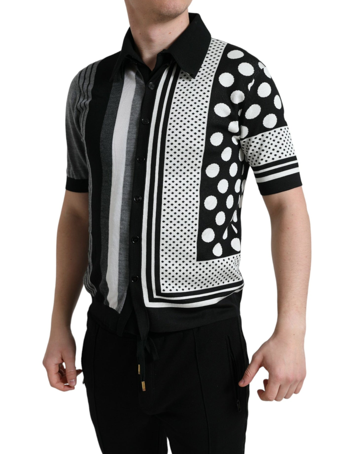Dolce & Gabbana zwart-wit gebreide trui, cardigan, polo-trui