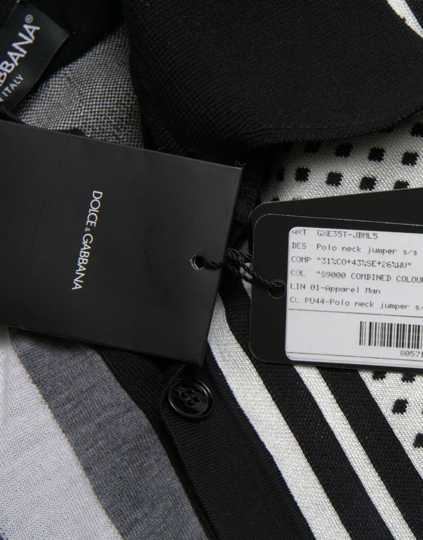 Dolce & Gabbana zwart-wit gebreide trui, cardigan, polo-trui