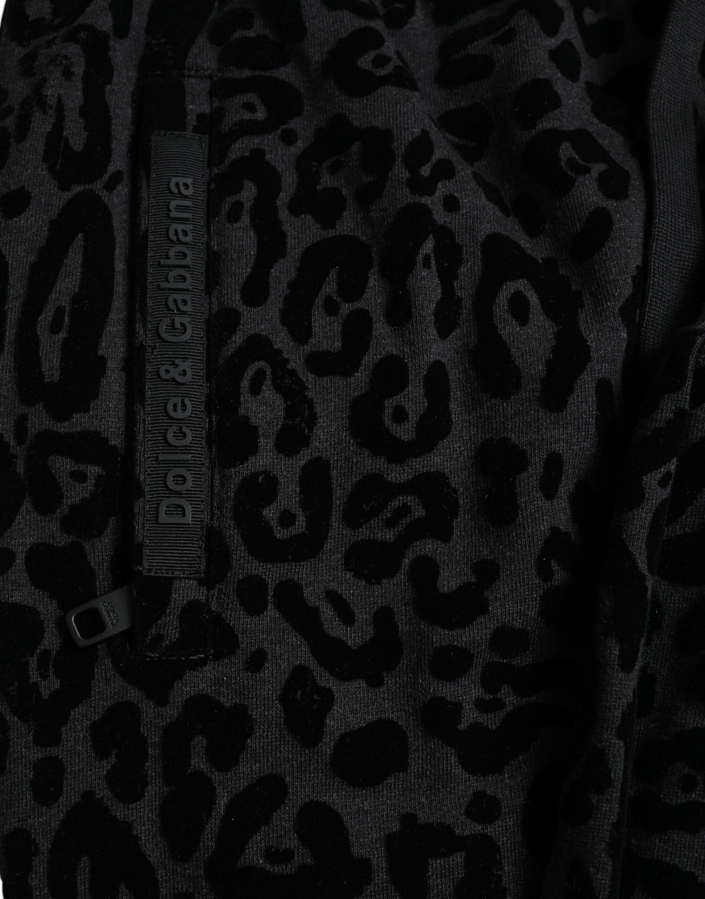 Dolce & Gabbana zwarte, slim-fit joggingbroek van katoen met luipaardprint.