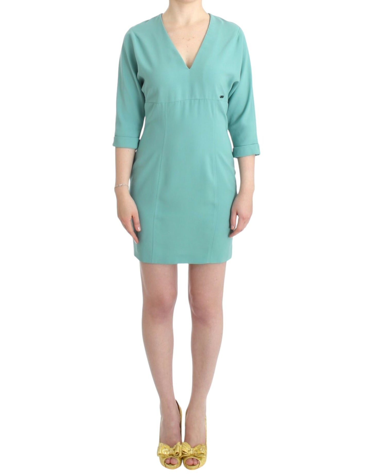 Robe fourreau verte à manches 3/4 de Costume National