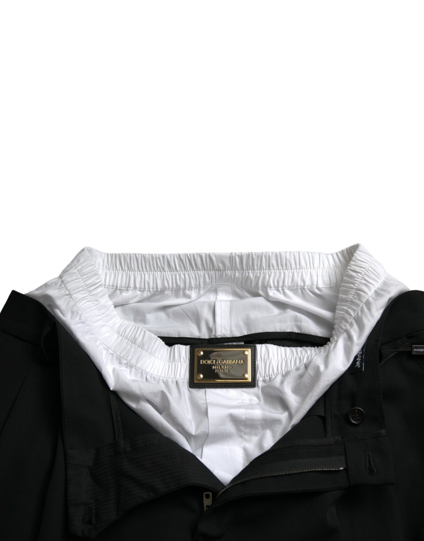 Pantalon tailleur droit noir en laine de Dolce & Gabbana
