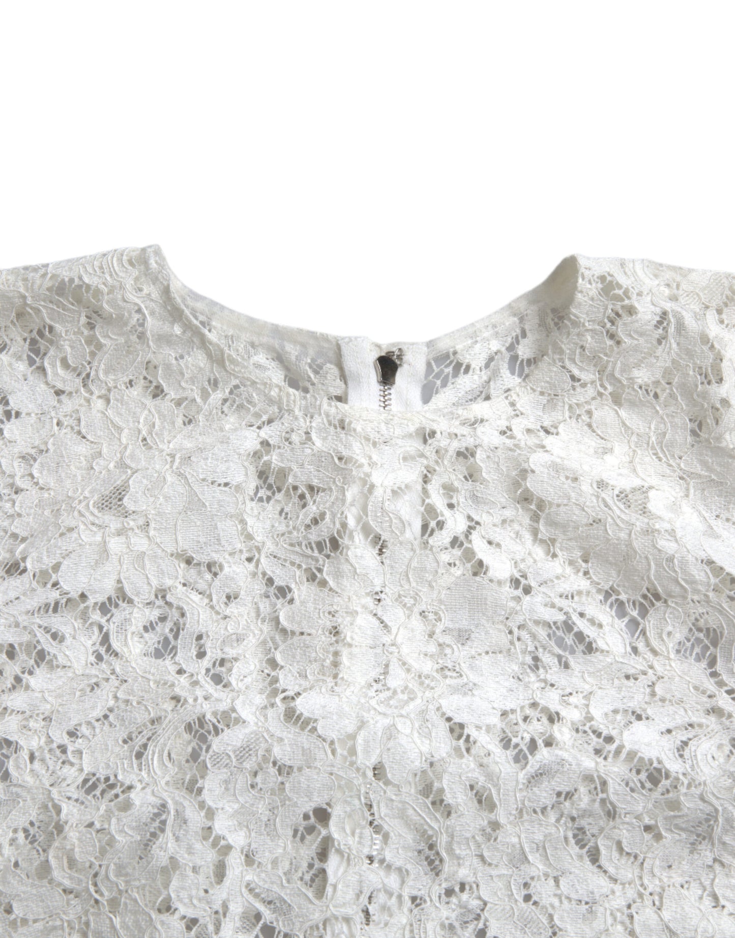 Dolce & Gabbana wit bloemendecor kant bloesje met ronde hals