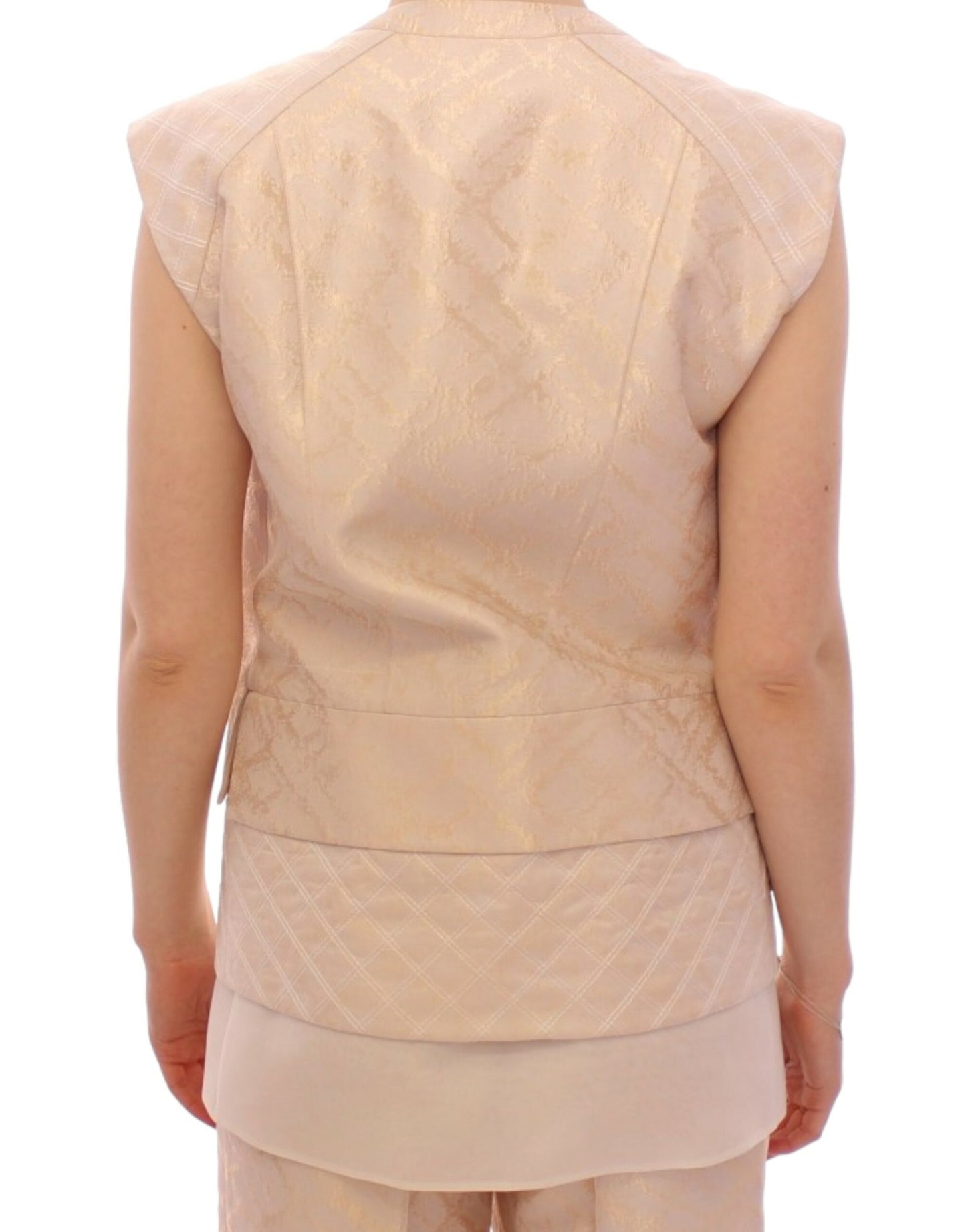 Veste sans manches en brocart beige de Zeyneptosun