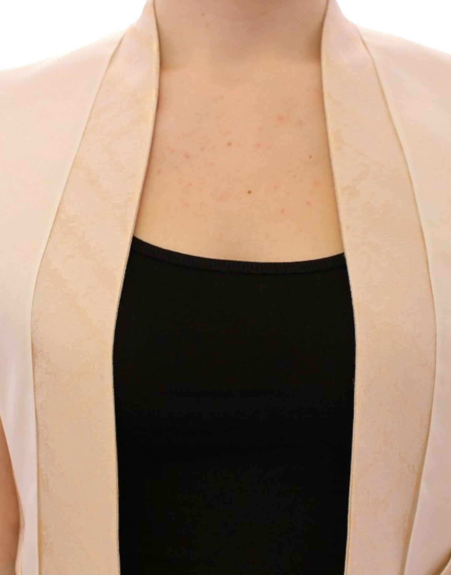 Gilet sans manches en brocart beige de Zeyneptosun