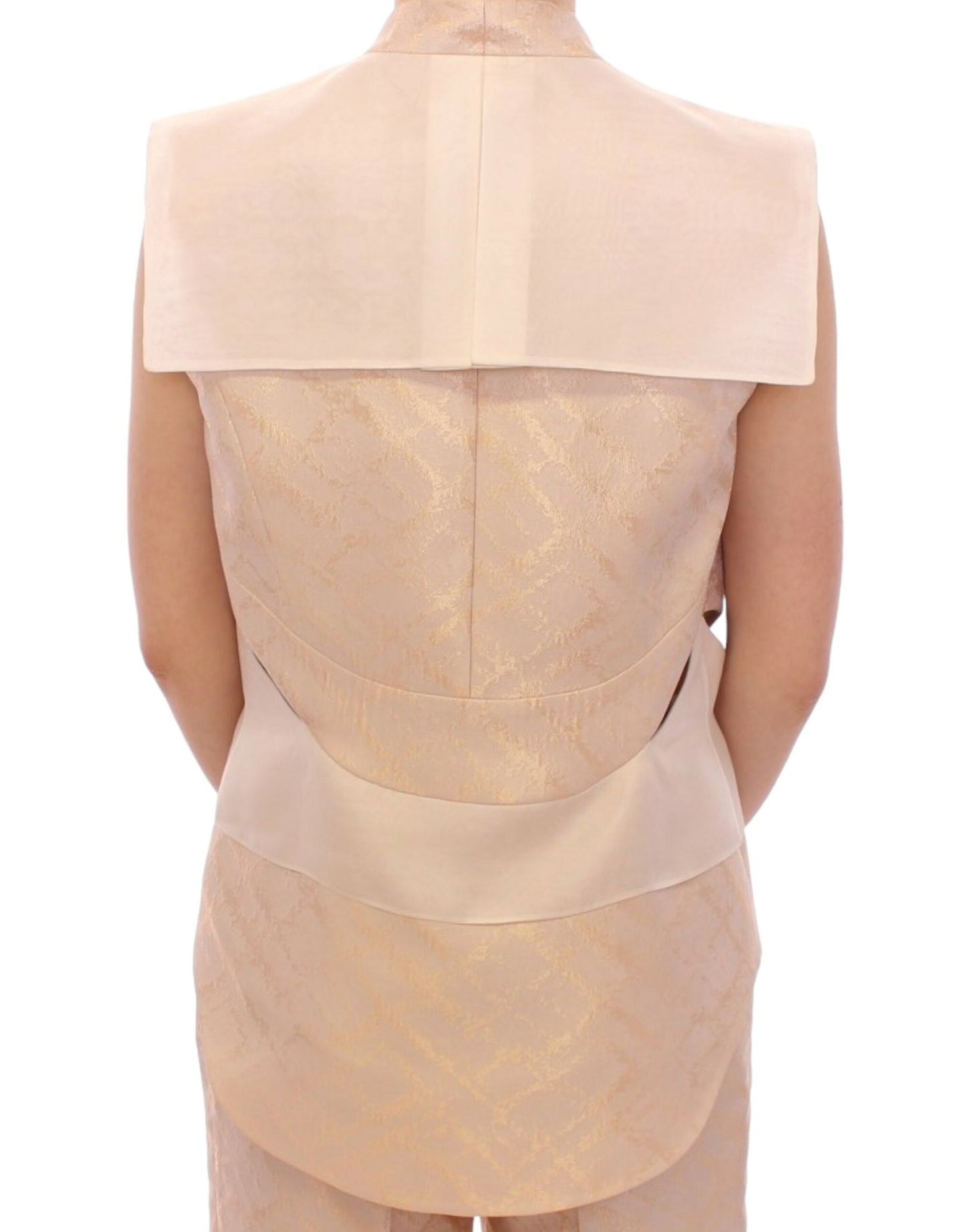 Gilet sans manches en brocart beige de Zeyneptosun