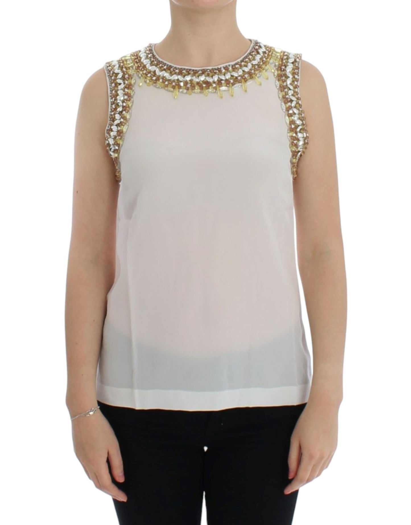 Débardeur blanc Dolce & Gabbana orné de cristaux