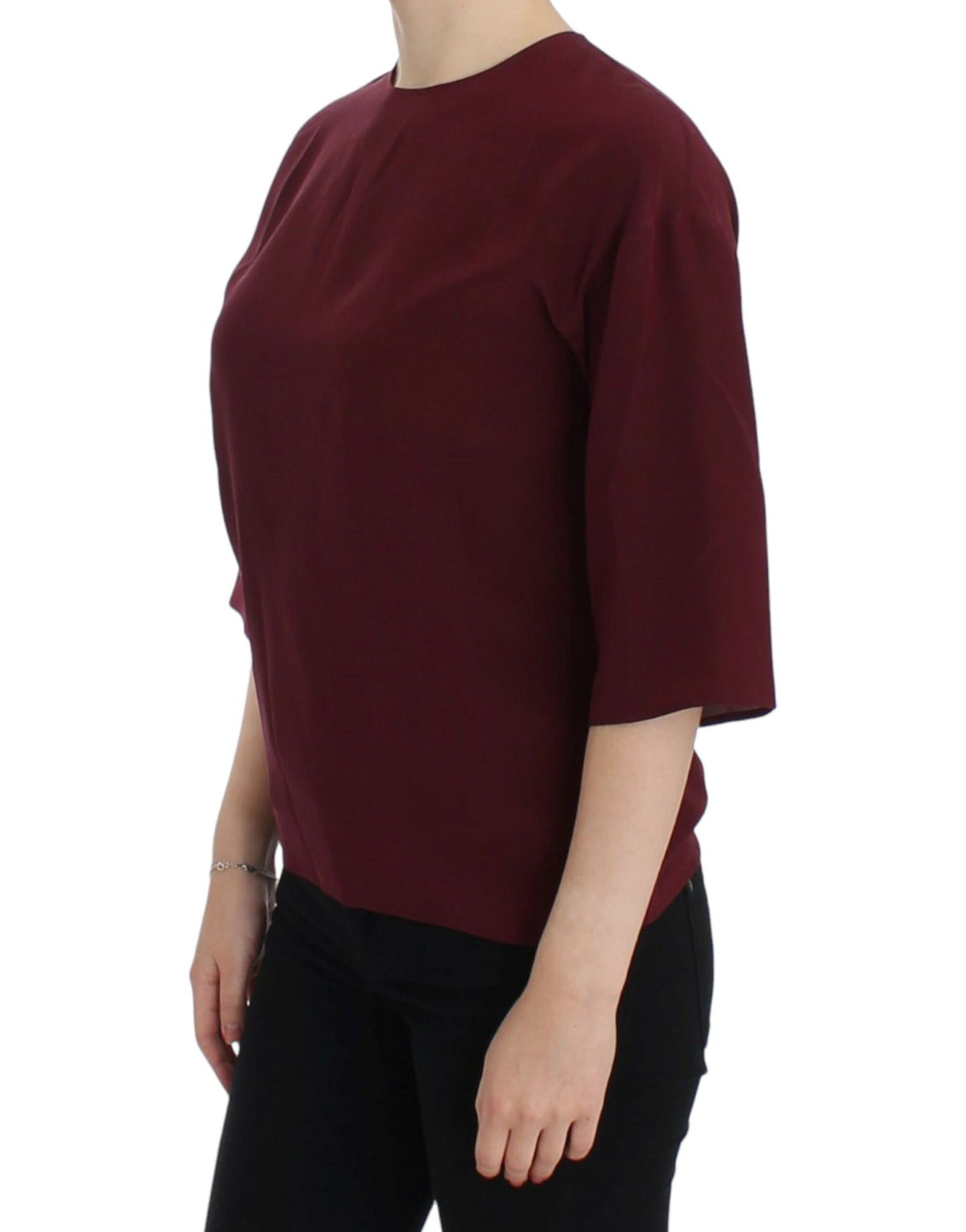 Blouse en soie rouge à manches 3/4 de Dolce & Gabbana