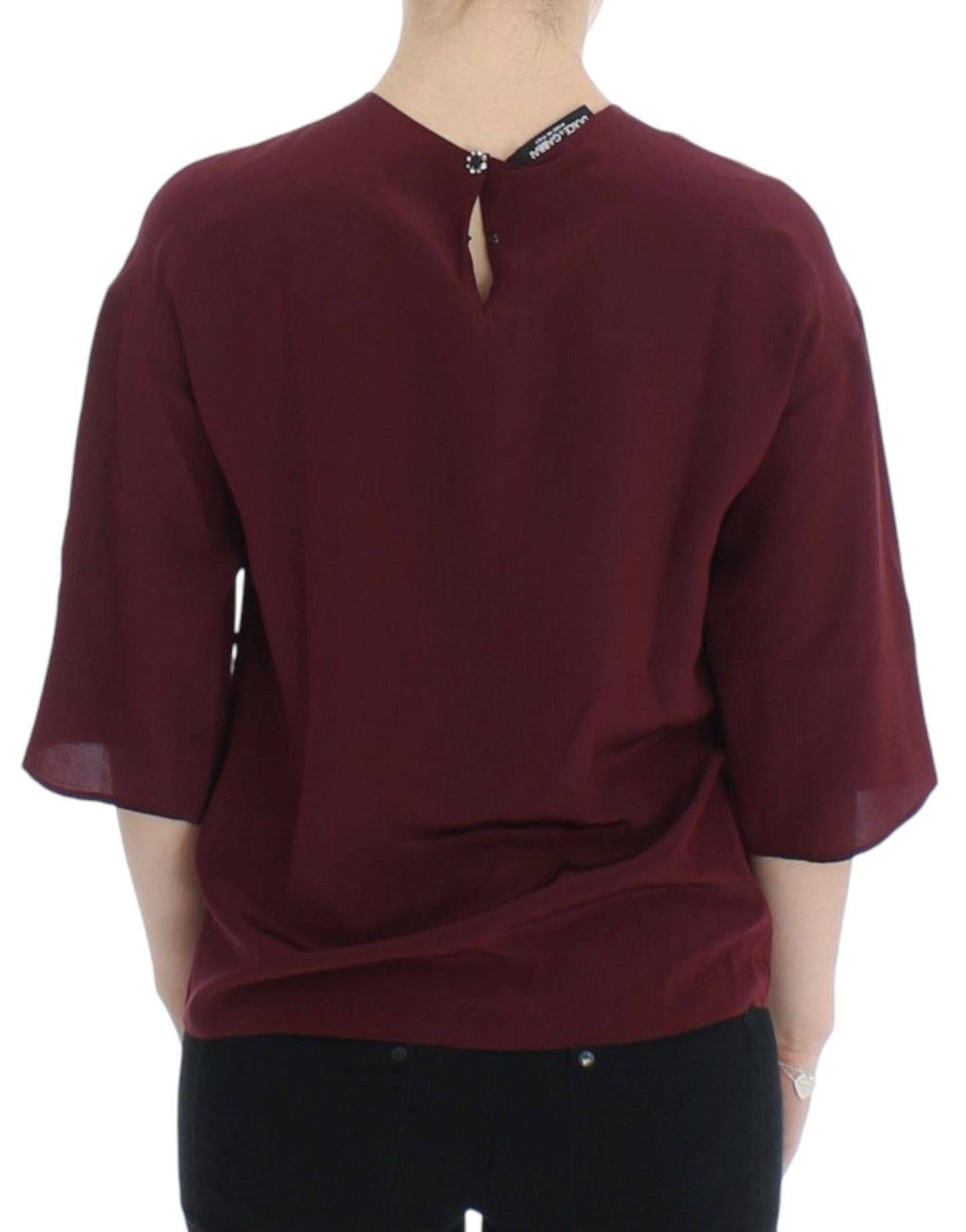 Blouse en soie rouge à manches 3/4 de Dolce & Gabbana