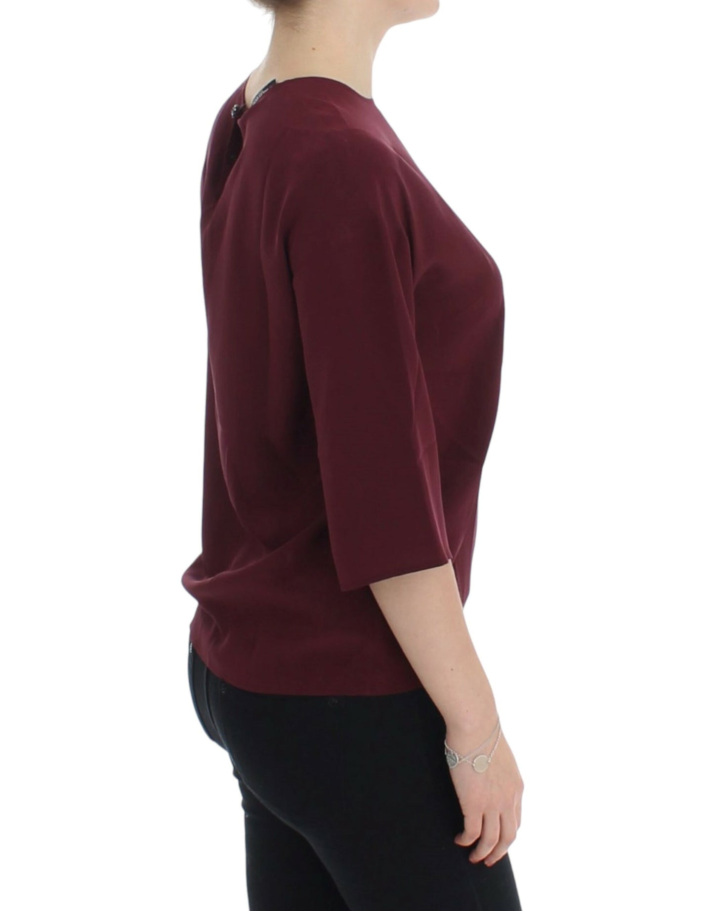 Blouse en soie rouge à manches 3/4 de Dolce & Gabbana