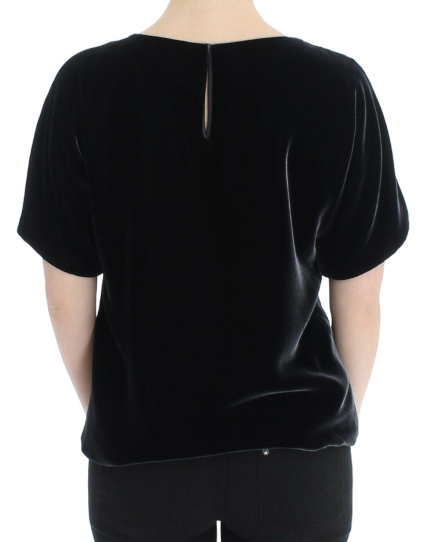 Dolce & Gabbana zwarte, kanten mouwenloze blouse van fluweel