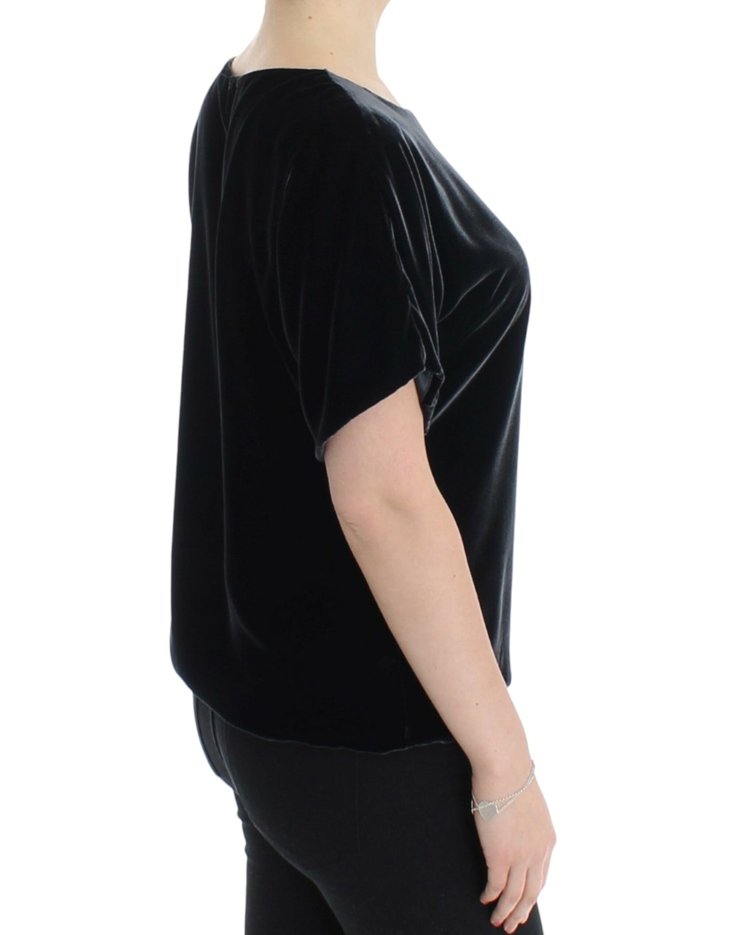 Dolce & Gabbana zwarte, kanten mouwenloze blouse van fluweel
