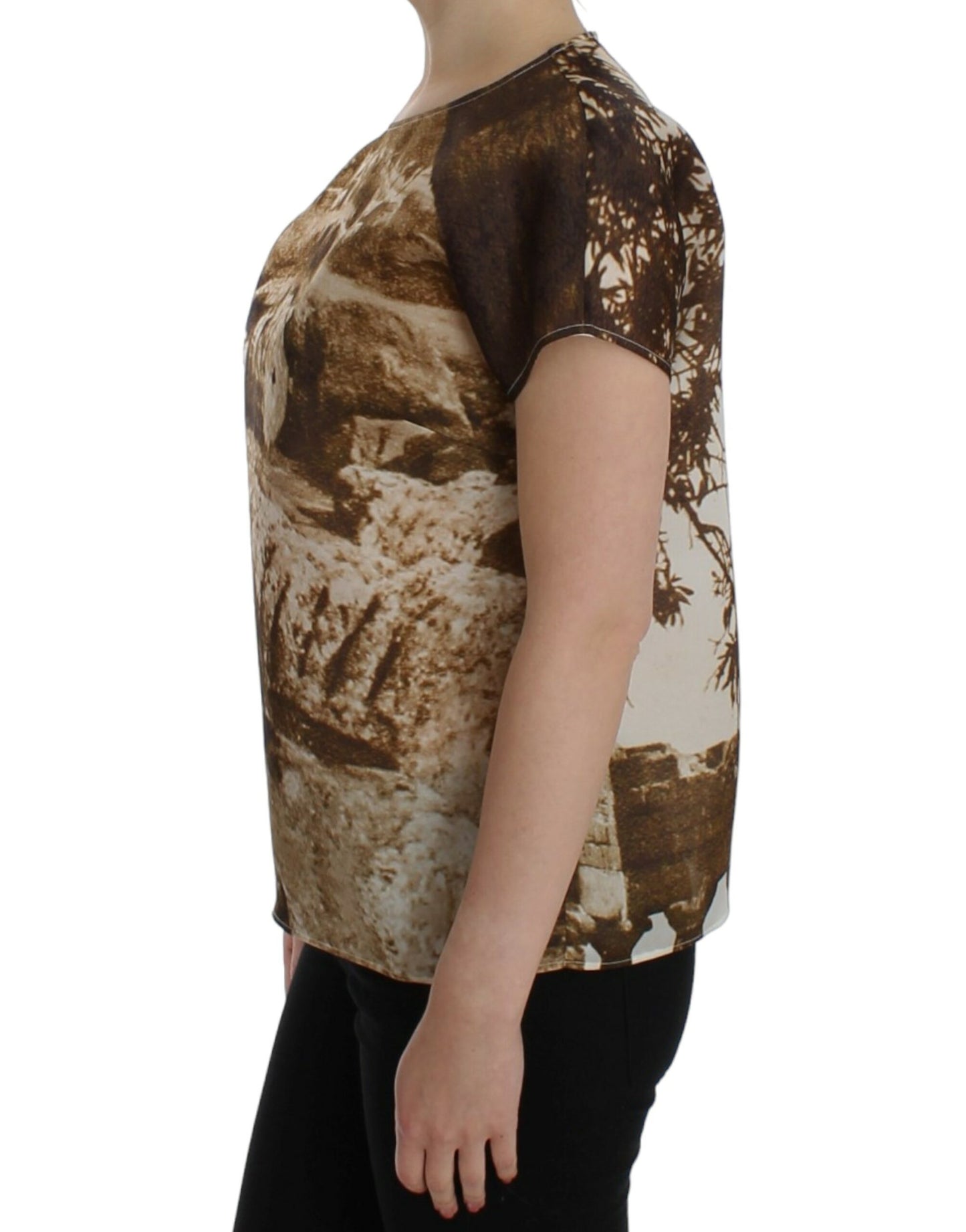 Blouse en soie Taormina marron de Dolce & Gabbana