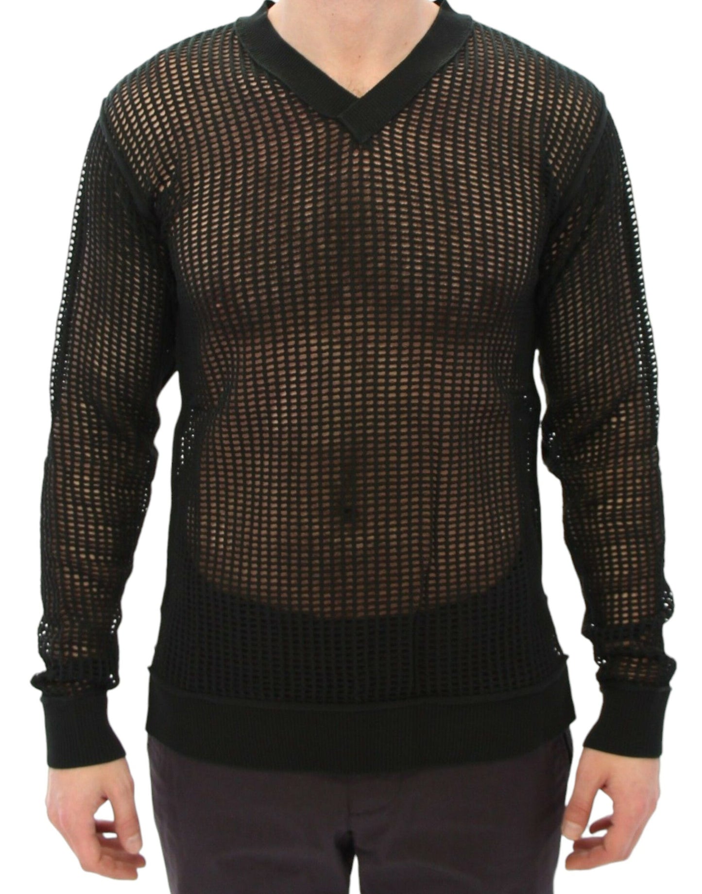 Pull en maille à mailles serrées vert foncé Dolce & Gabbana, vu sur le défilé.