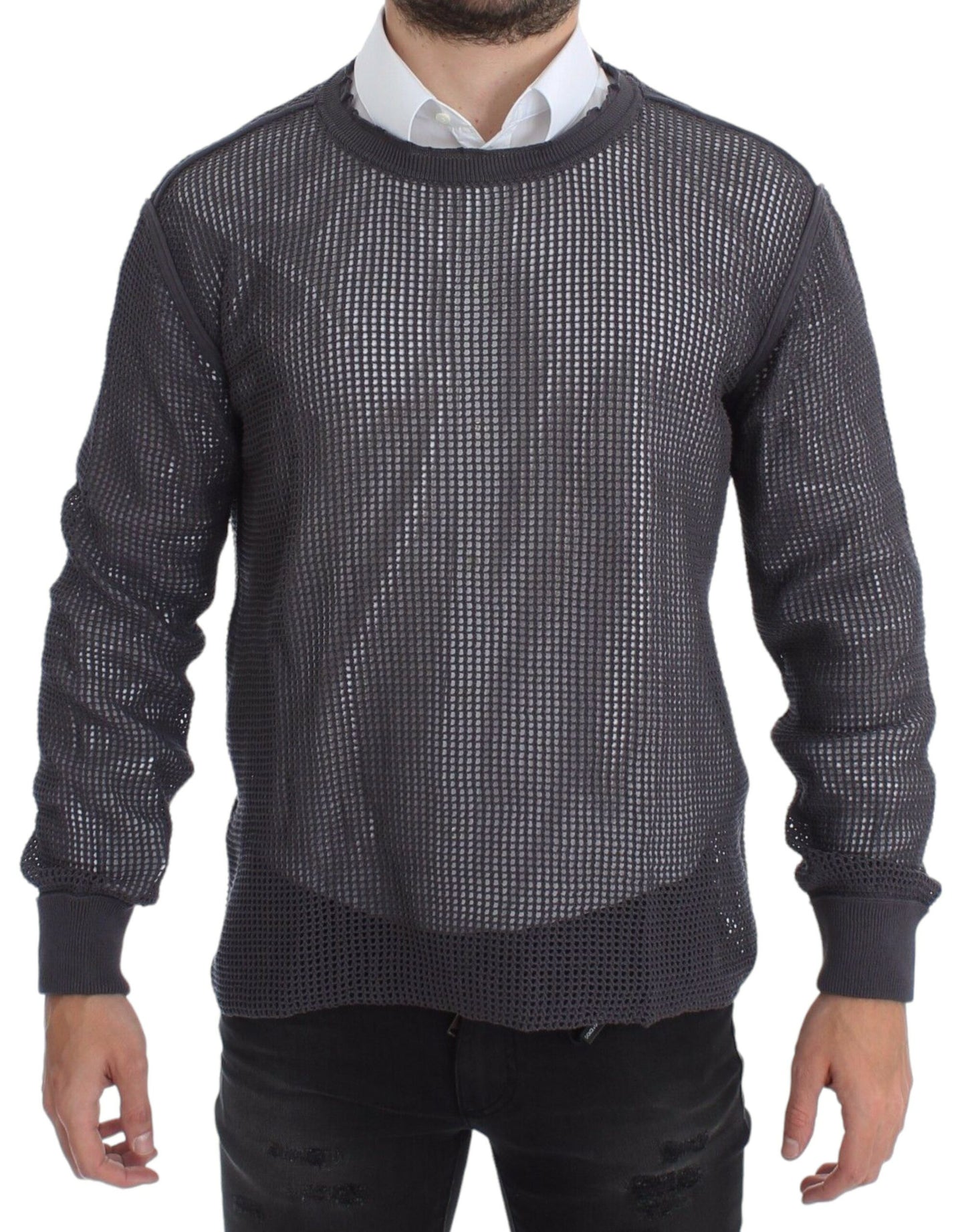 Dolce & Gabbana Paarse Runway Netz Pullover Gehaakte Trui