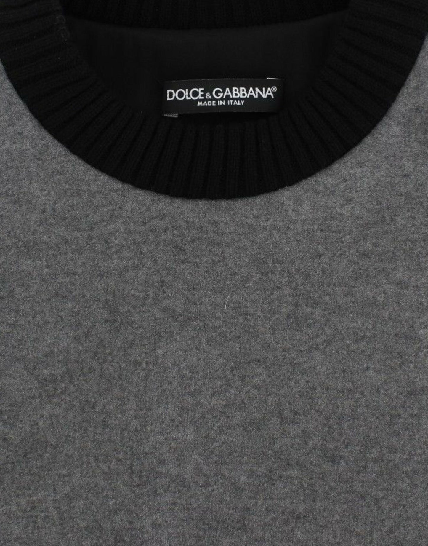 Pull en laine et cachemire gris et noir à dentelle Dolce & Gabbana