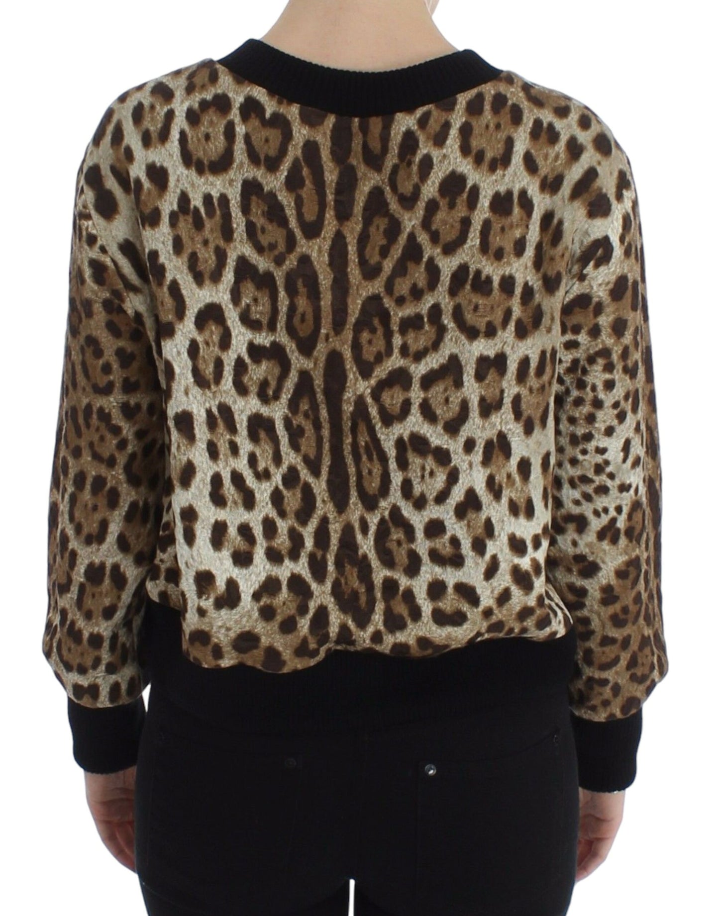 Pull court à col rond à imprimé léopard Dolce & Gabbana