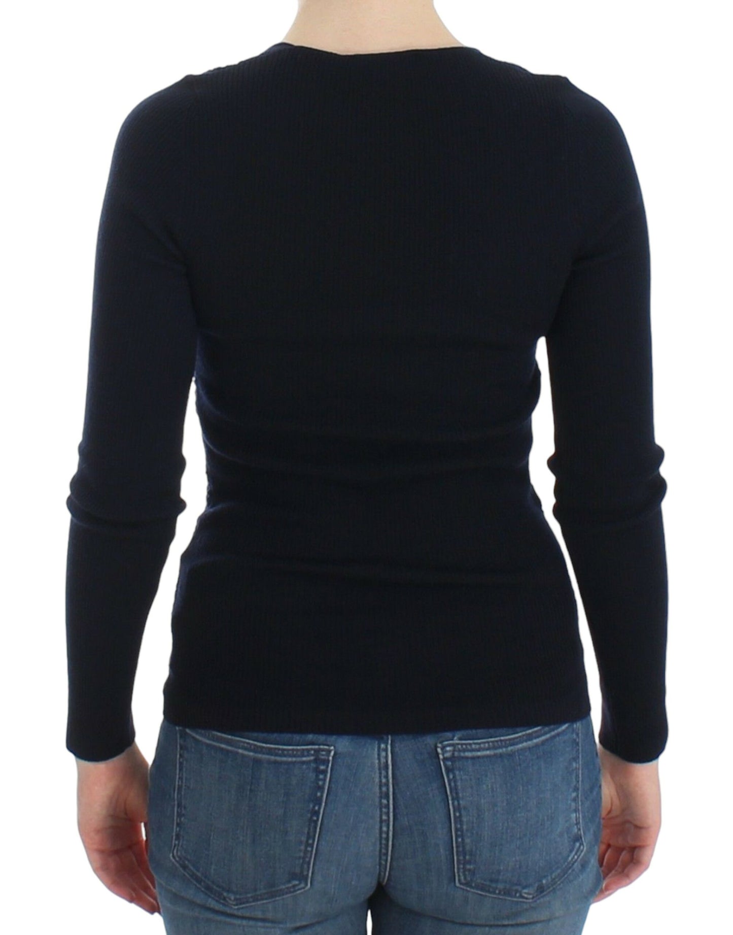 Ermanno Scervino Blauwe gebreide stretch wollen trui