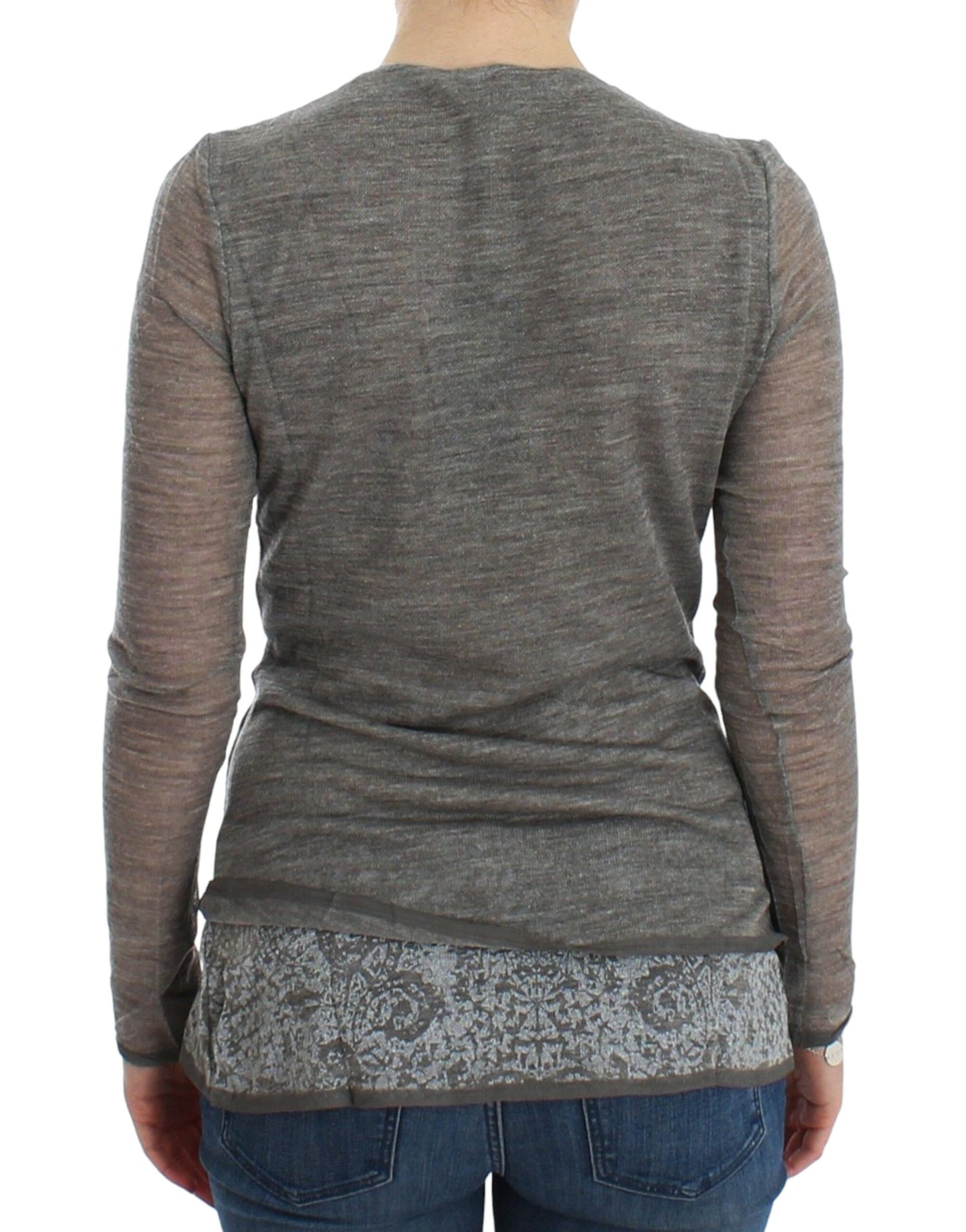 Ermanno Scervino grijze stretch trui van wolmix met lange mouwen