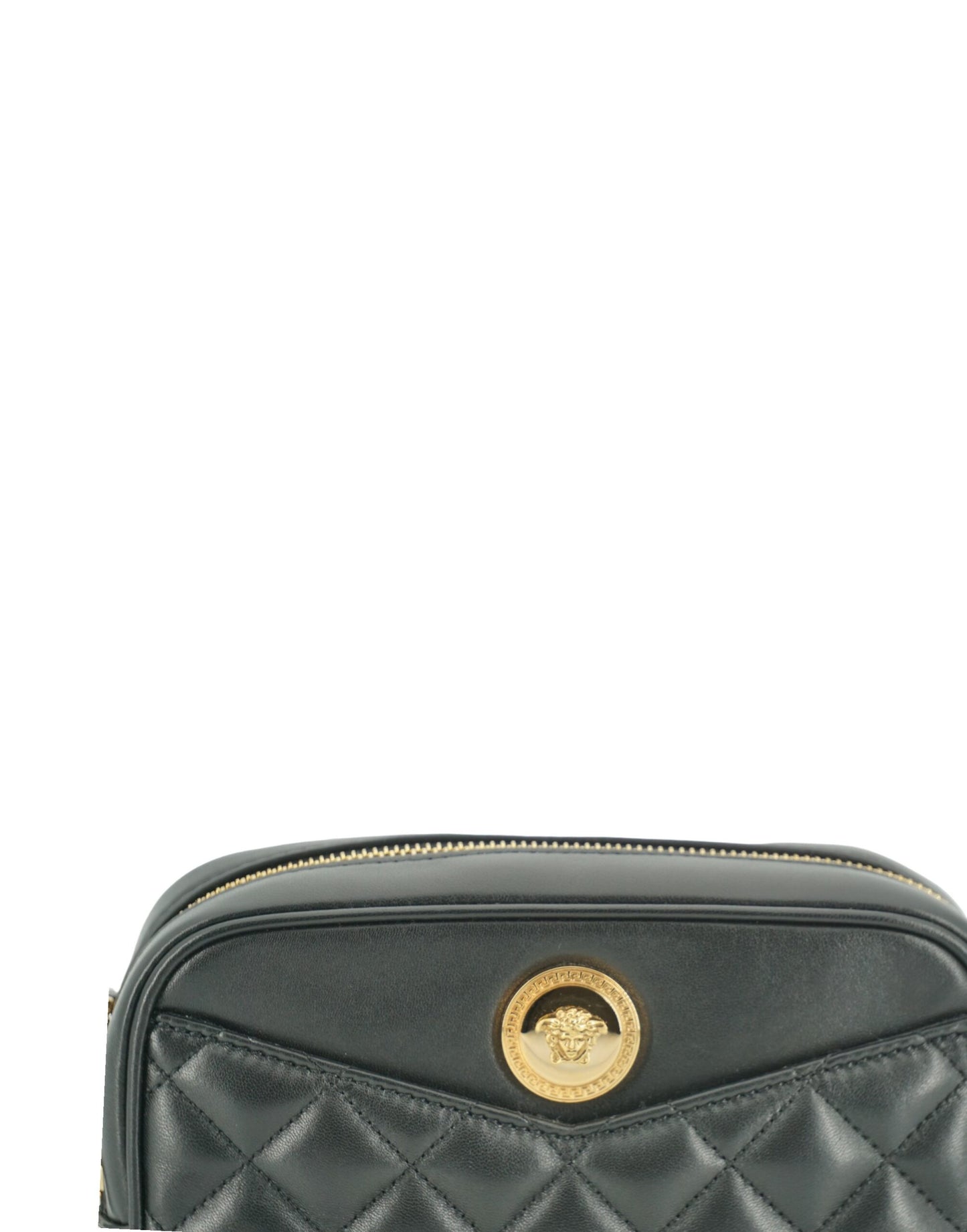 Versace Élégant Petit Sac Bandoulière en Cuir Noir