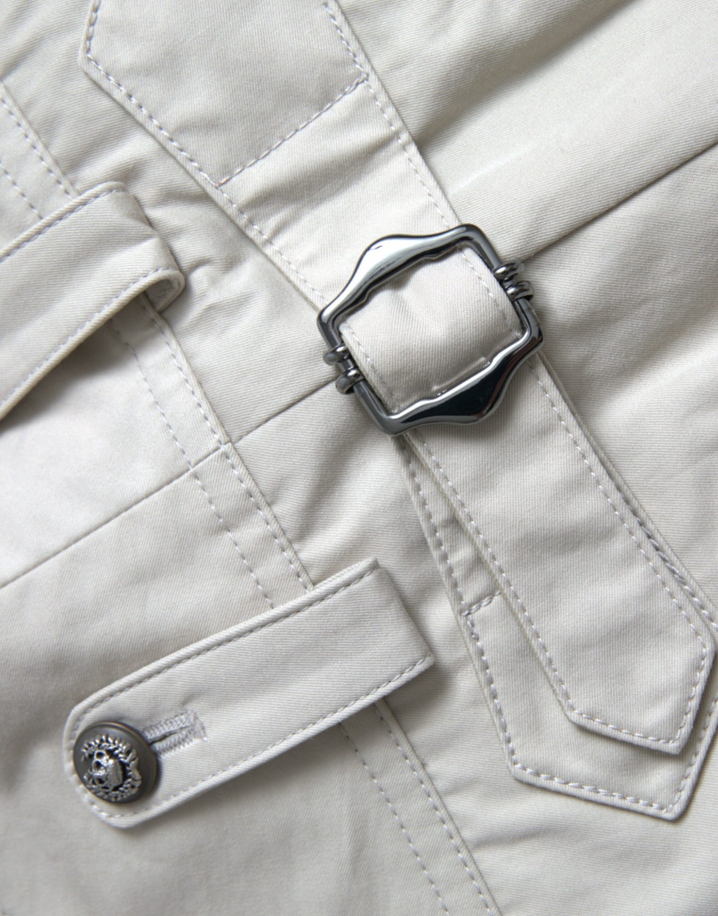 Dolce & Gabbana beige katoenen broek met hoge taille en taps toelopende pijpen